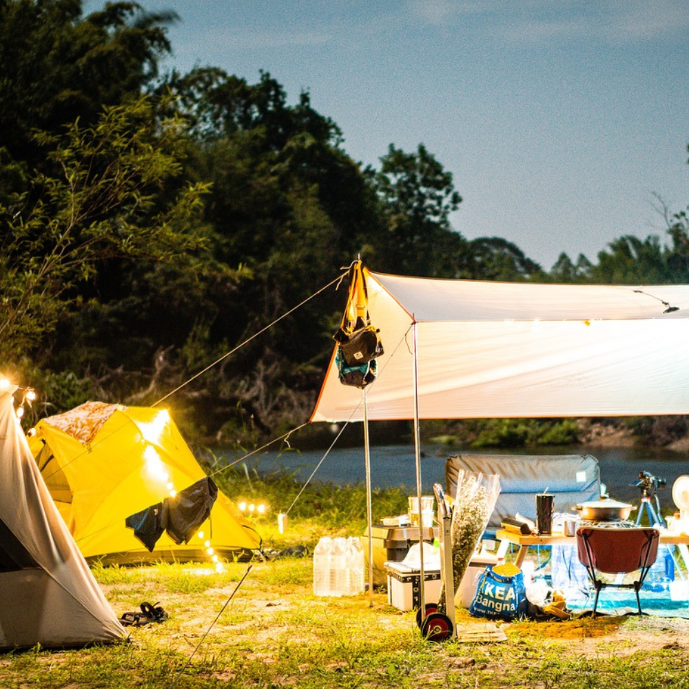 Camping Setup with lights